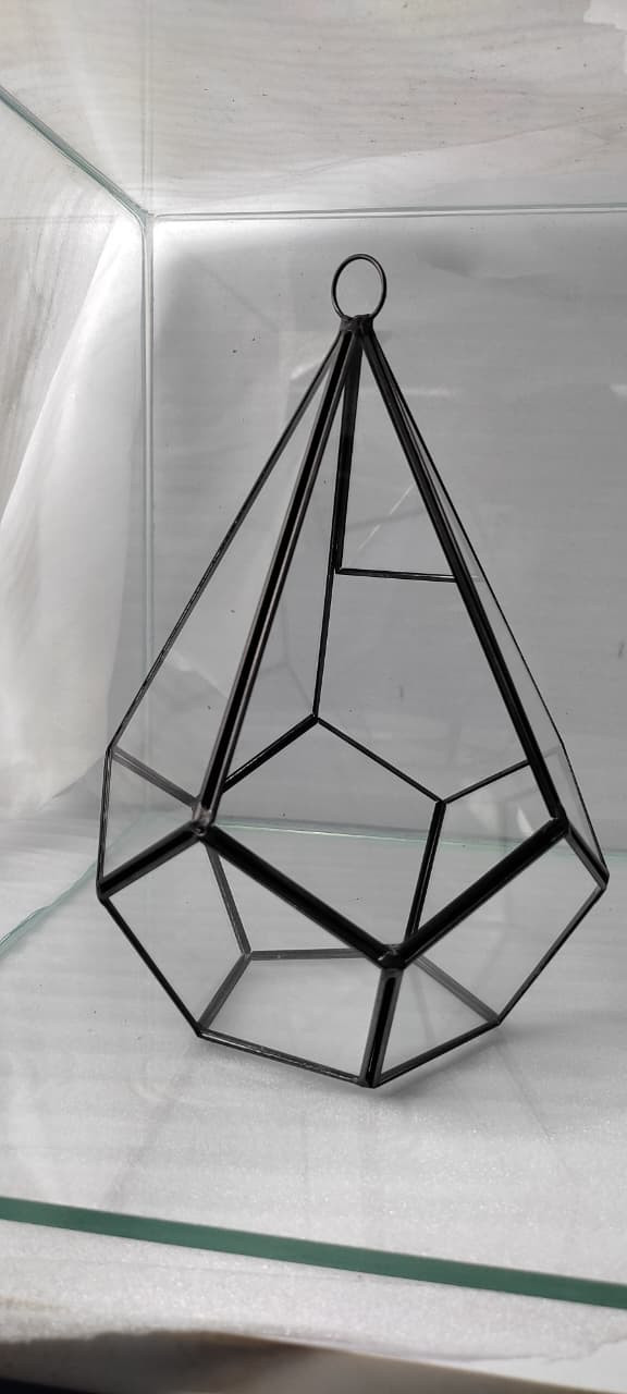 Geometric Imported Glass Terrarium Open Jar (Model 6) | Front Open Vessel | Price: 2400 TK